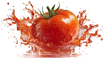 tomato splash isolated on the white background 