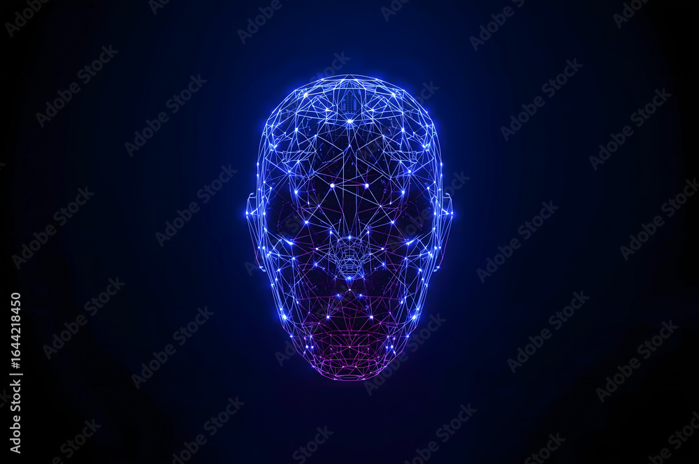 Aufkleber ai robot head with intricate glowing circuit patterns