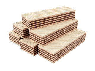 Chocolate wafers on transparent background. 3D illustration