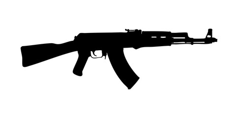 Minimalist Flat Vector Side View of AK-Style Rifle