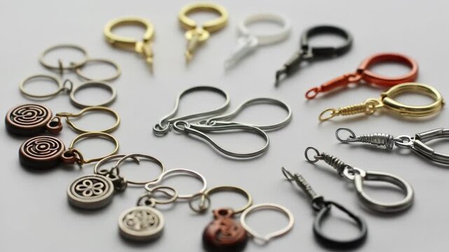 Assortment colorful keychains circle design