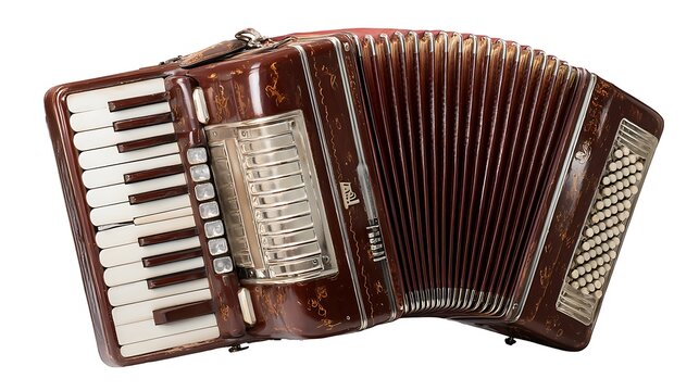 Vintage accordion isolated on white background - Powered by Adobe