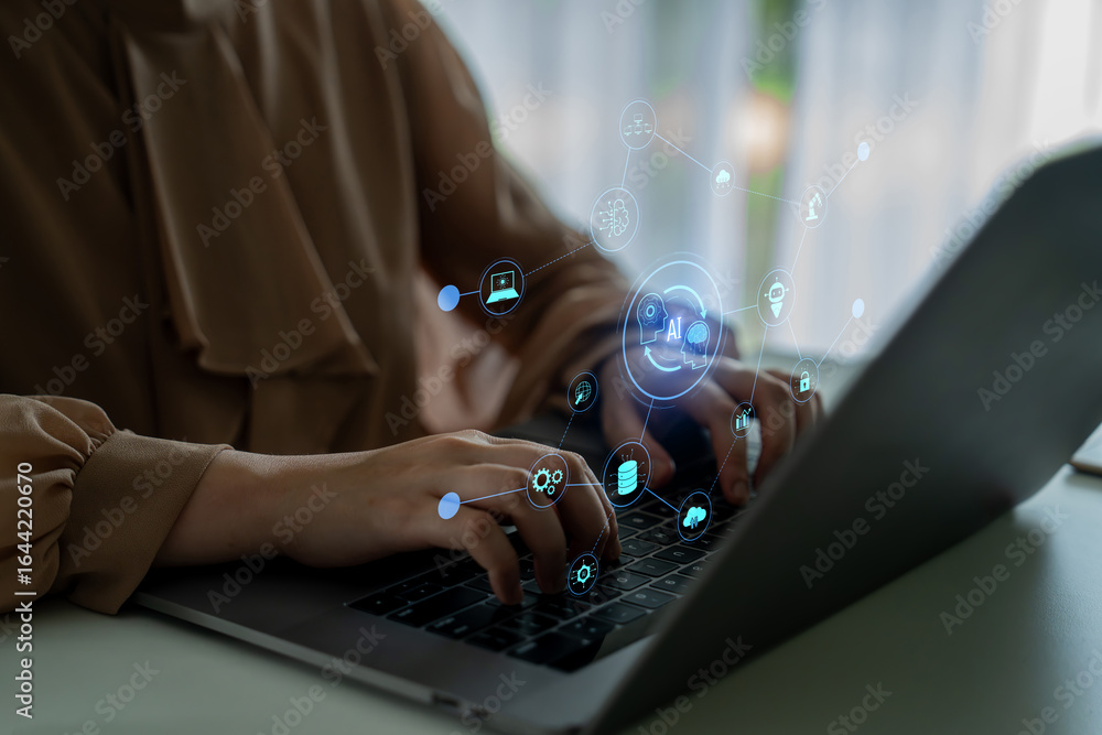 Poster ai collaboration enhances connected intelligence through robotics, data, and cloud. ai collaboration