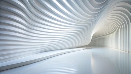 Abstract White Architecture Interior with Curved Walls and Smooth Floor Surface