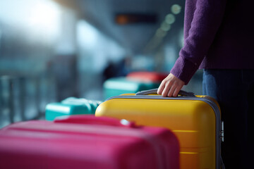 Traveler Packing Luggage for Vacation at Airport