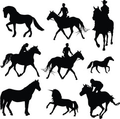 Vector Silhouettes of Rearing, Galloping, and Trotting Horses.eps
