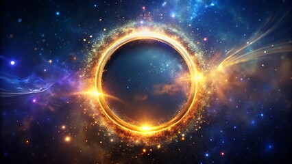 Obraz premium Abstract Black Hole with Glowing Ring and Nebula Background in Deep Space