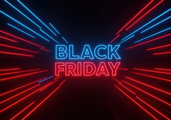 Black friday neon sign with dynamic light trails, perfect for sales promotions.