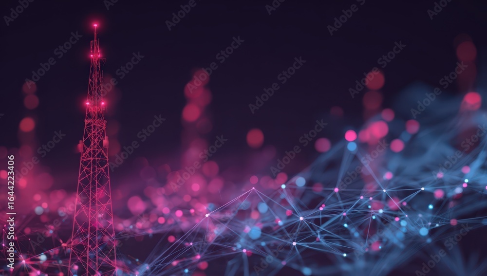 Poster digital network of communication: capturing a sleek and futuristic illustration of a communication t