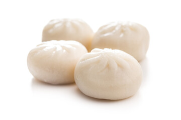 Xiao long bao. Chinese dumplings isolated on white background.