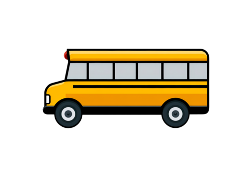 Yellow school bus emoji for transportation and education themes on transparent background, PNG - Powered by Adobe