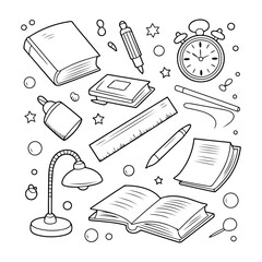 Educational Tools Coloring Page for Kids and Adults: Cute & Cozy Coloring Book for Relaxation and Creativity. Easy, line art vector illustration, Coloring Pages for Kids & Adults