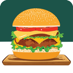 Delicious hamburger with fresh ingredients