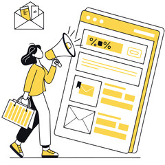 Email Marketing for Online Stores – Vector Yellow Design for E-commerce Promotion Adobe Illustrator Artwork