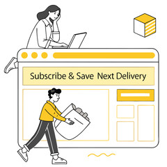 Subscription Box E-Commerce Model – Vector Yellow UI Design Adobe Illustrator Artwork