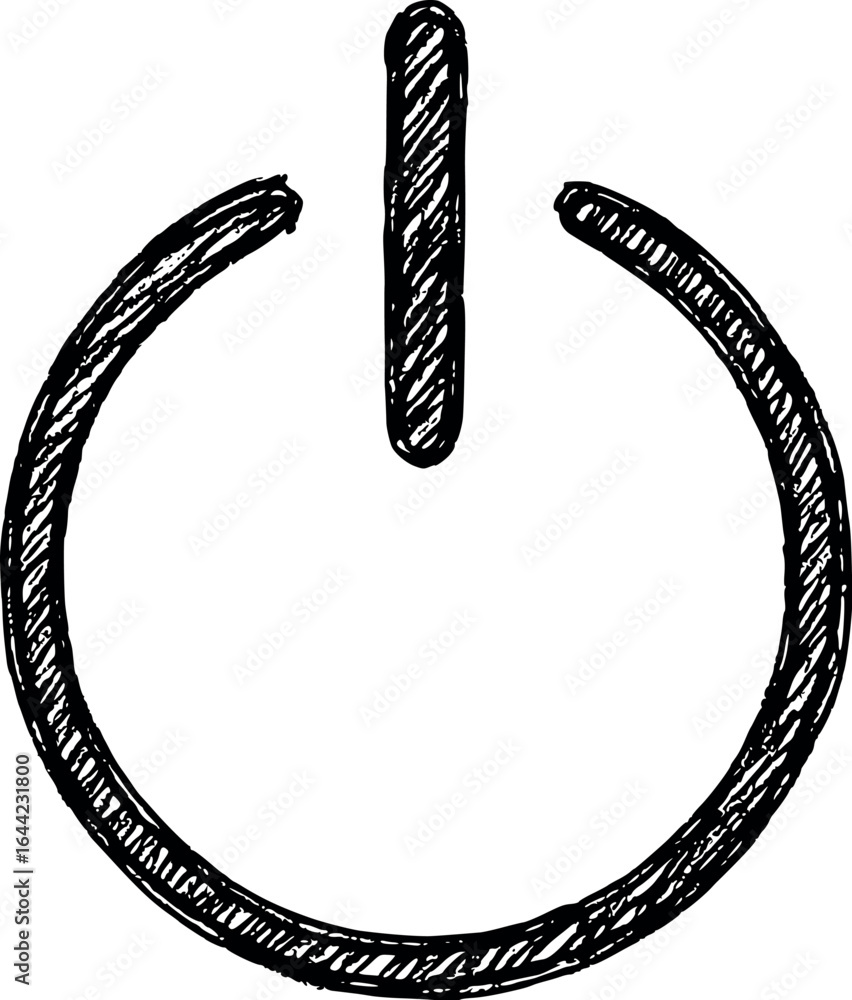Aufkleber power button symbol sketch. technology interface design with minimalist on/off switch illustration