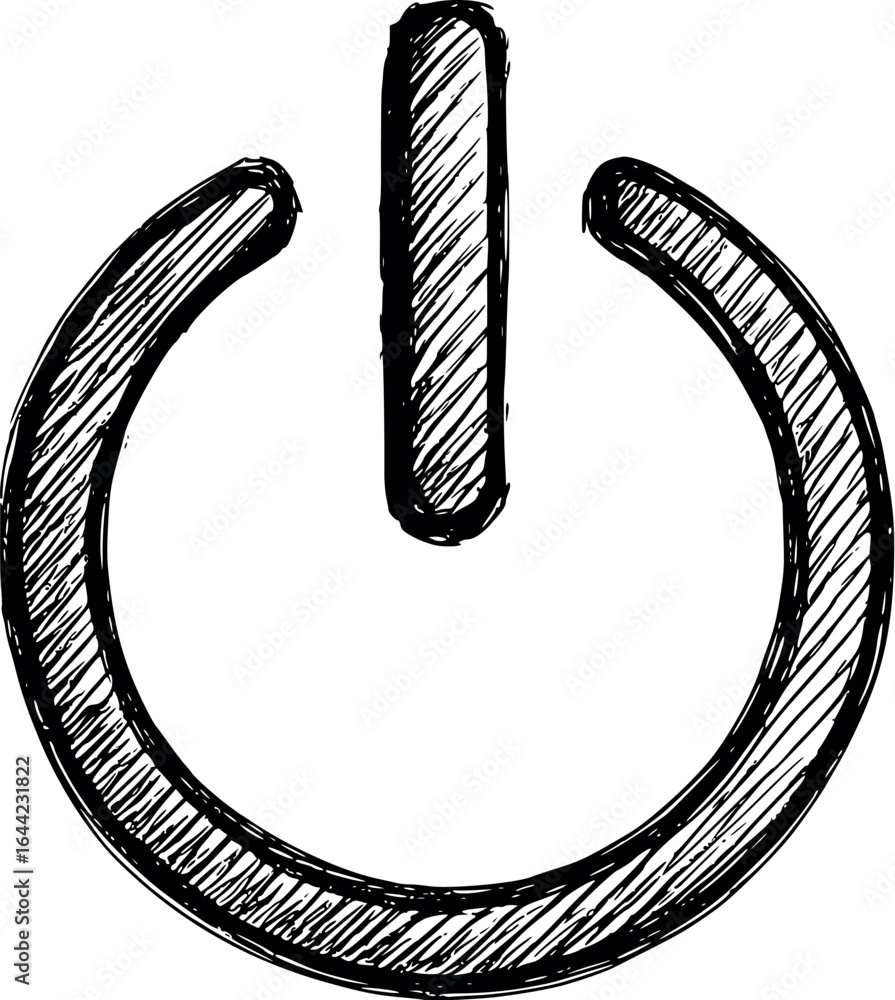 Aufkleber power button symbol sketch. technology interface design with minimalist on/off switch illustration
