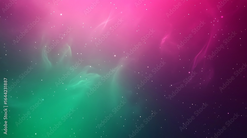 Poster abstract gradient background with stars nebula texture colorful pink and green design