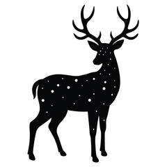 Obraz premium Black silhouette of a stag deer with antlers covered in white dots animal
