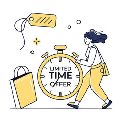 Flash Sales & Limited-Time Offers in E-Commerce – Vector Yellow Countdown UI Design Adobe Illustrator Artwork