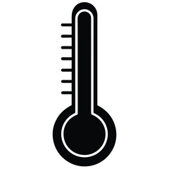 Black silhouette of a thermometer with horizontal lines on white background temperature heat