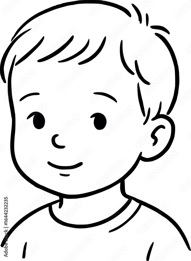 Poster minimalist child portrait sketch. stylized face in line art vector.