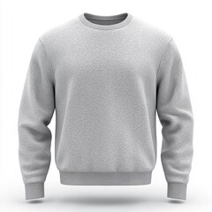 A gray sweatshirt displayed in a front view, showcasing its fabric texture and casual style, ideal for fashion and clothing promotions, ideal for advertising, marketing, website backgrounds