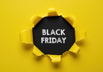 Black Friday sale concept with a torn paper revealing the text.