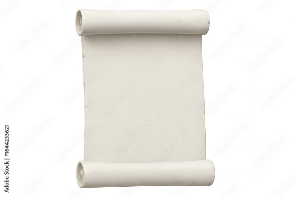 Aufkleber blank white scroll isolated on transparent background, creating ideal space for custom messages or d