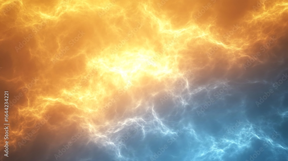 Poster abstract background with contrasting colors and cloud like patterns dynamic yellow orange and calmin