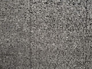 Grey stones in Gabion Wall, Baskets, wire fence filled with stones