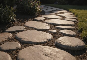 Fototapeta premium Natural stone pathways designed to minimize environmental impact