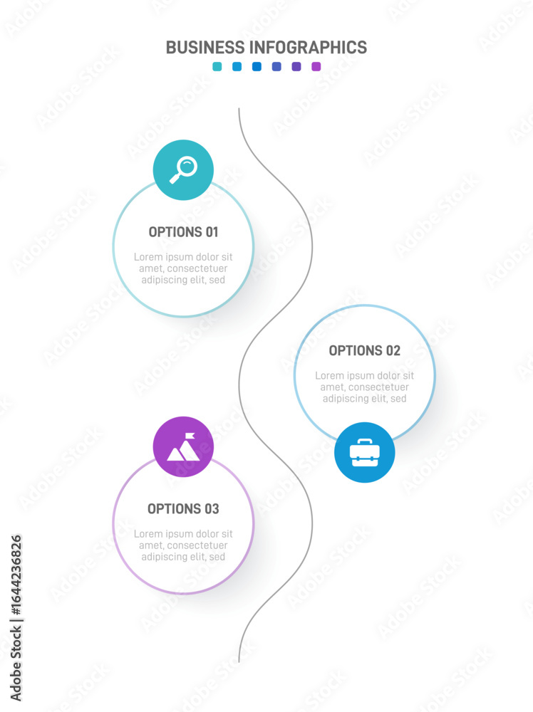 Poster vertical progress bar featuring 3 arrow-shaped elements, symbolizing the three stages of business st
