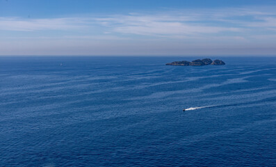 Li Galli Islands Aerial View – Tranquil Mediterranean Seascape with Boat