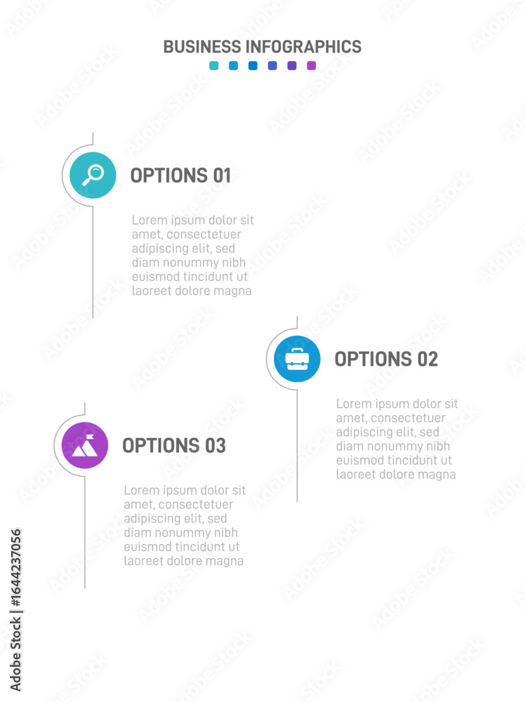 Poster vertical progress bar featuring 3 arrow-shaped elements, symbolizing the three stages of business st