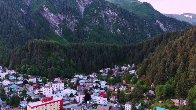 flight over Juneau Alaska in the summer