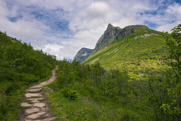 Storsæterfossen waterfall and surrounding area near Geiranger (Norway)