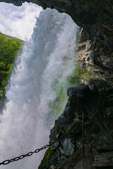 Storsæterfossen waterfall and surrounding area near Geiranger (Norway)