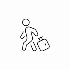 running with luggage icon sign vector