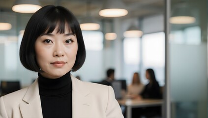 Naklejka premium Confident Businesswoman Portrait Modern Corporate Office Boardroom