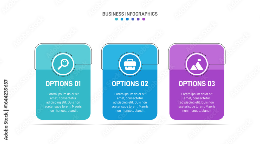 Aufkleber progress bar featuring 3 arrow-shaped elements, symbolizing the three stages of business strategy an