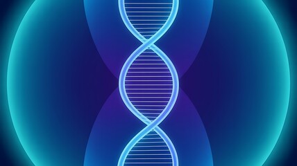 Illuminated DNA Double Helix on Blue Gradient Background