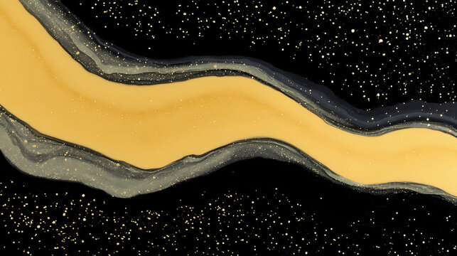 A luxurious black and gold 2D background featuring elegant wavy lines, perfect for high-end branding and sophisticated designs. This stylish abstract pattern works beautifully for wallpapers