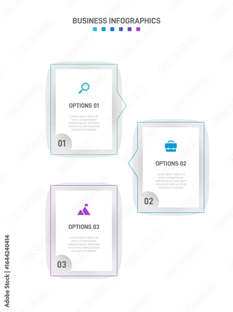 Poster vertical progress bar featuring 3 arrow-shaped elements, symbolizing the three stages of business st