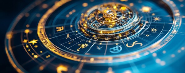 Golden Zodiac Compass Celestial Navigation, Astrology , Horoscope