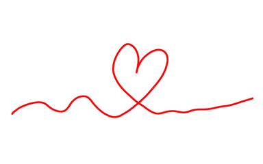 Red heart one line drawing icon. Hand drawn continuous line heart symbol illustration. Hand drawn love symbol. Heart line art doodle drawing. Romantic love shape for valentine, anniversary, marriage