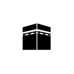 Minimalist Black and White Illustration of the Kaaba Islamic Holy Site in Mecca Saudi Arabia for Hajj and Ramadan