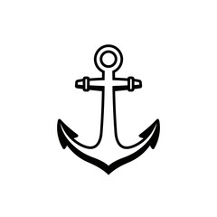 Simple Black and White Anchor Illustration on White Background Nautical Symbol for Sea Sailing and Maritime Themes Vector Graphic
