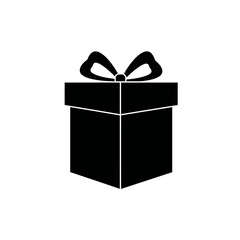 Simple Black Gift Box Silhouette with Ribbon Bow on White Background for Celebrations and Special Occasions Vector Illustration