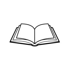 Simple Open Book Outline Illustration for Education Reading and Knowledge Concepts Black and White Minimalist Design Isolated on White Background